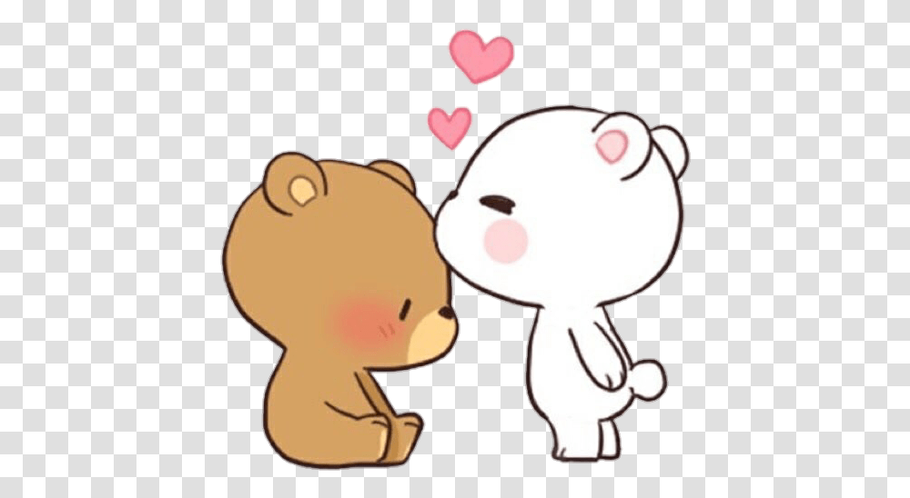 Kiss Bears Cute Osos Love Mochi Soft Kawaii Cute Cartoon Animal Couples, Mammal, Piggy Bank Transparent Png