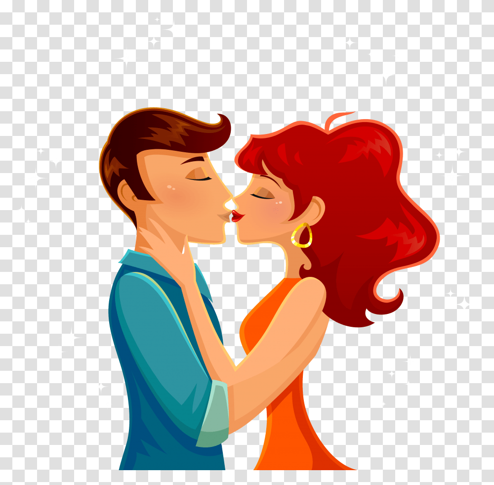 Kiss Cartoon Romance Illustration Couple Kissing Vector, Make Out, Dating, Hug Transparent Png
