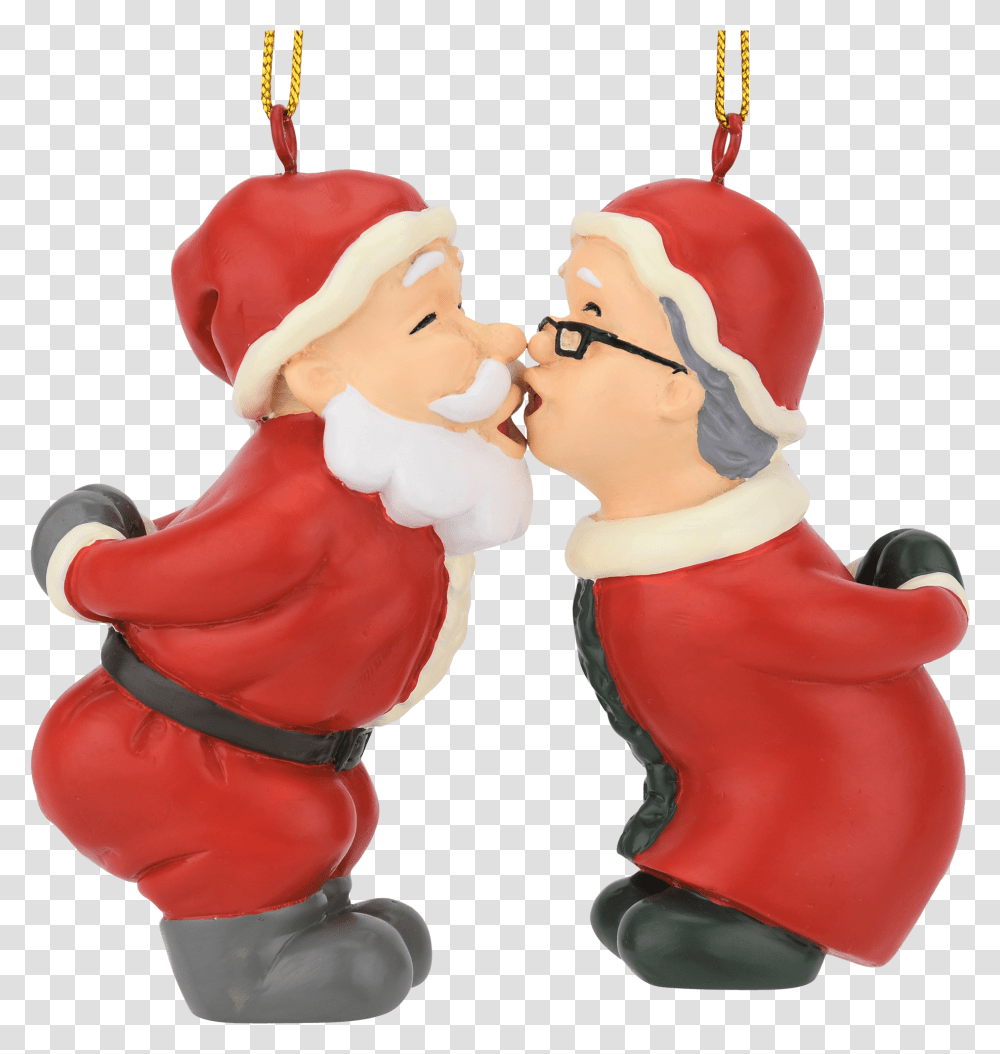 Kiss Christmas Ornaments Santa Claus, Figurine, Person, Human, Hand Transparent Png