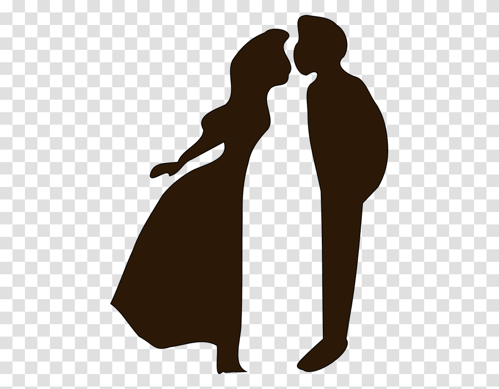 Kiss Clipart Love Clipart Black And White, Silhouette, Dress, Hand Transparent Png