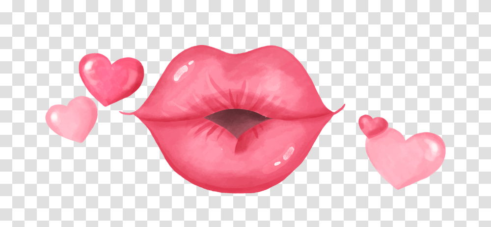 Kiss Valentine Watercolor Clip Art Background Kissy Lips, Mouth, Tongue, Teeth Transparent Png