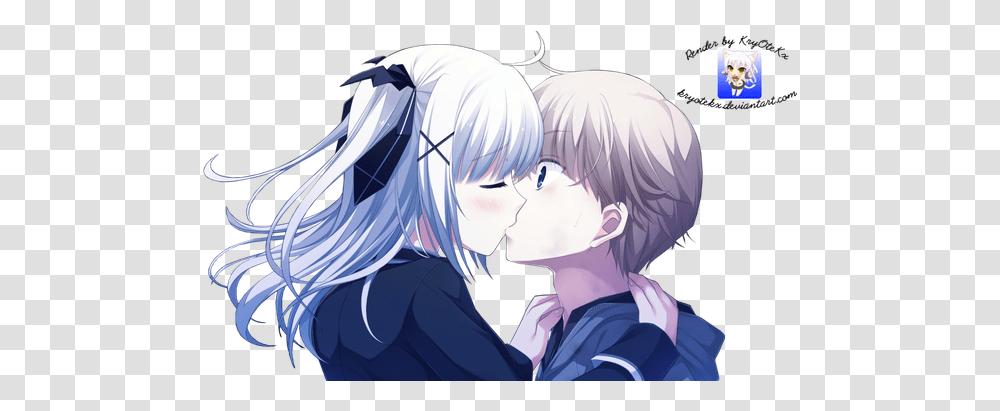 Kissing Anime Couples Posted By Sarah Walker Couple Anime Kiss Hd, Manga, Comics, Book, Person Transparent Png