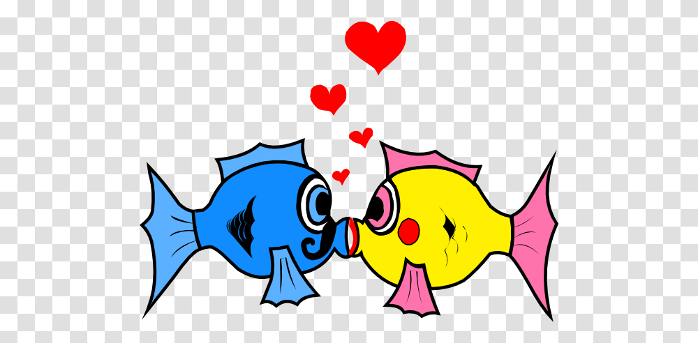 Kissing Fish With Hearts Clip Art, Animal, Bird Transparent Png