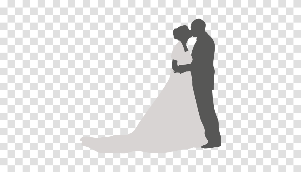 Kissing Wedding Couple Silhouette, Apparel, Person, Robe Transparent Png