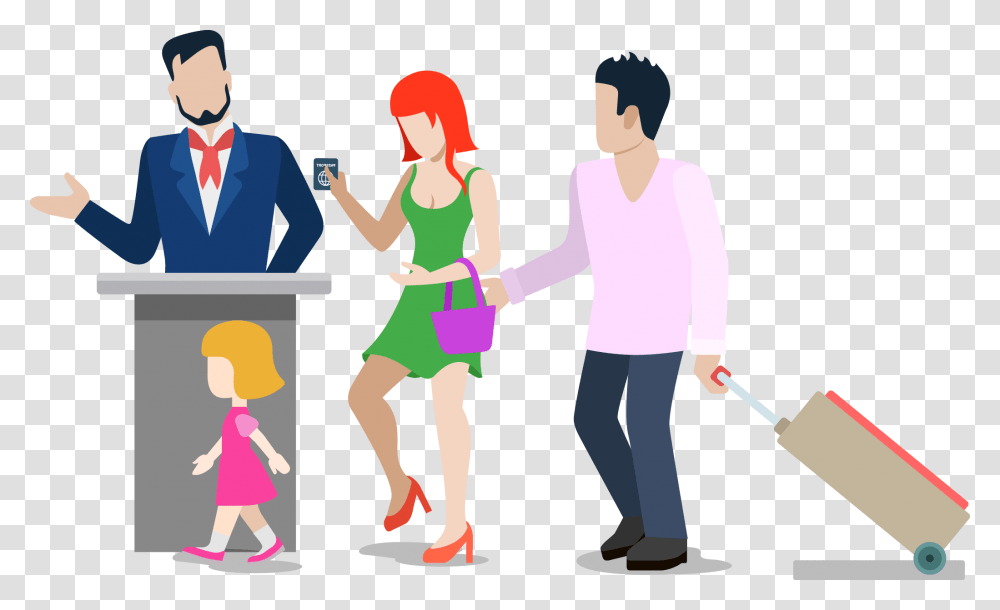 Kisspng Travel Vacation Family Clip Art A Family Of Gate Airport, Person, Standing, Hand, People Transparent Png
