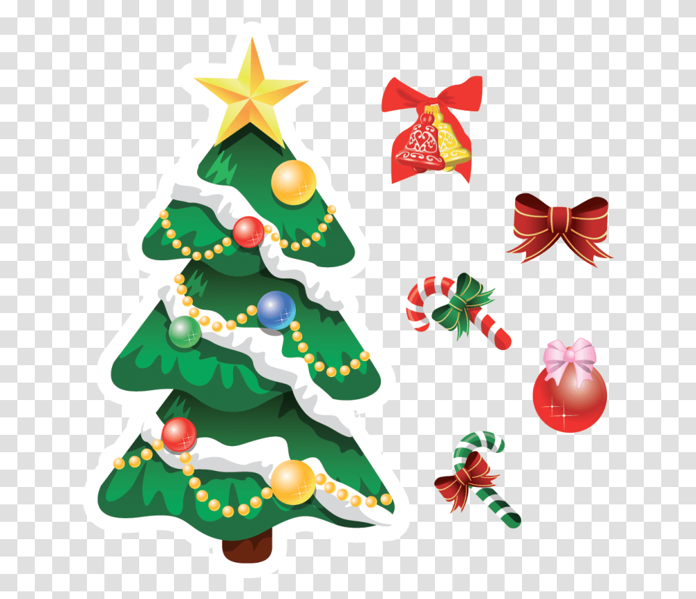 Kit 6 Stickers Sapin De Nol Christmas Tree With Snow Clipart, Plant, Ornament, Birthday Cake, Dessert Transparent Png