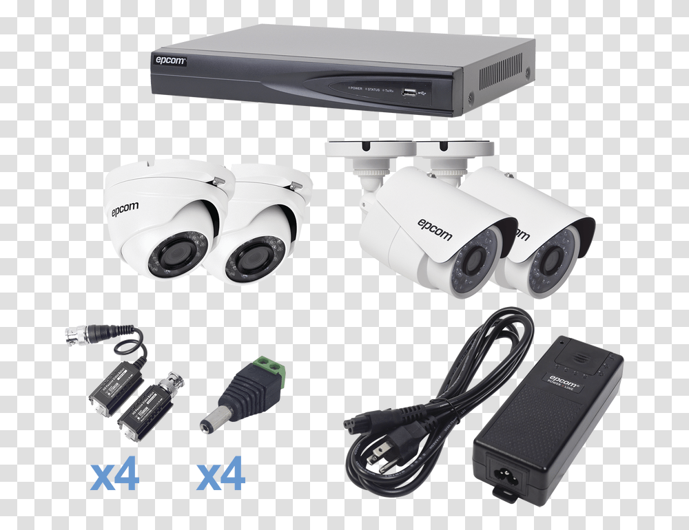 Kit De 2 Camaras Bala De Vigilancia 2 Domos Eyeball Epcom Cmaras, Adapter, Binoculars, Electronics, Plug Transparent Png