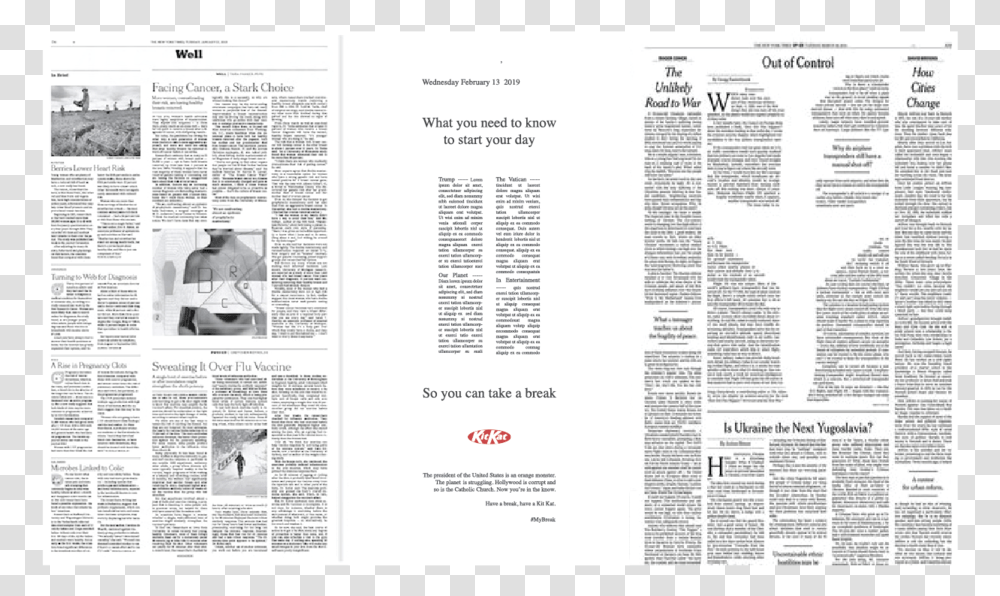 Kit Kat, Newspaper, Page, Flyer Transparent Png