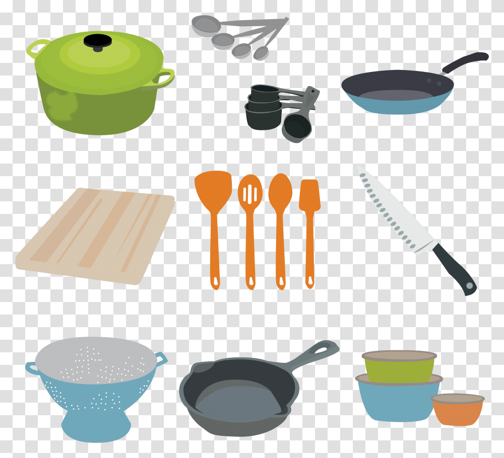 Kitchen Items Plastic Vector Lid, Cutlery, Bowl, Spoon, Pottery Transparent Png