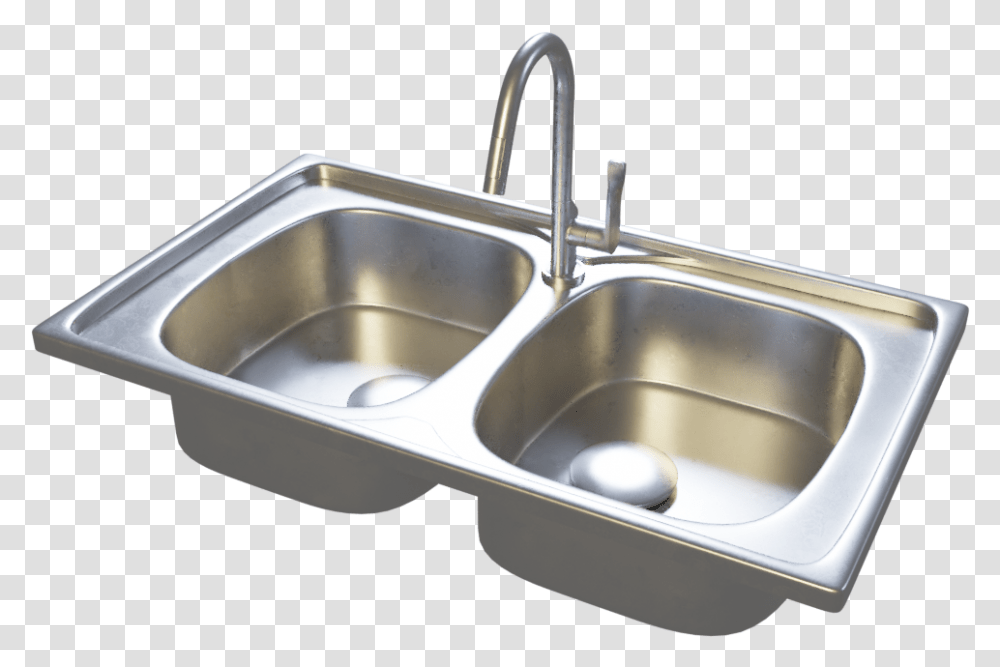 Kitchen Sink, Double Sink, Sink Faucet Transparent Png
