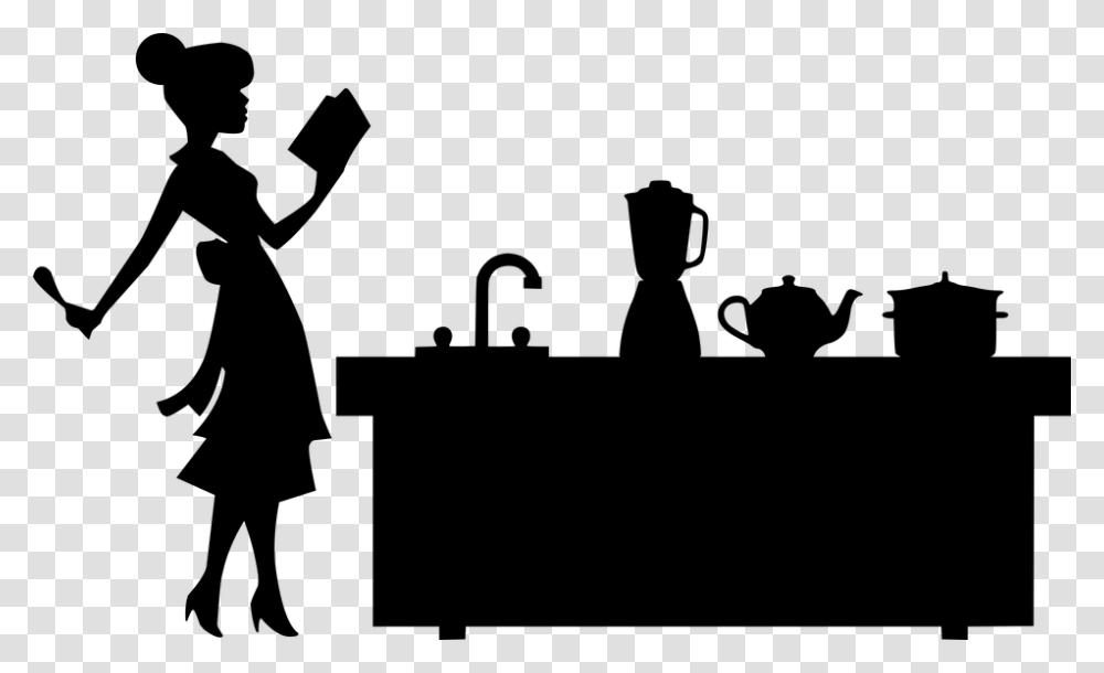 Kitchen Woman Silhouette Chef Book Lady Cooking Recipe, Gray, World Of Warcraft Transparent Png