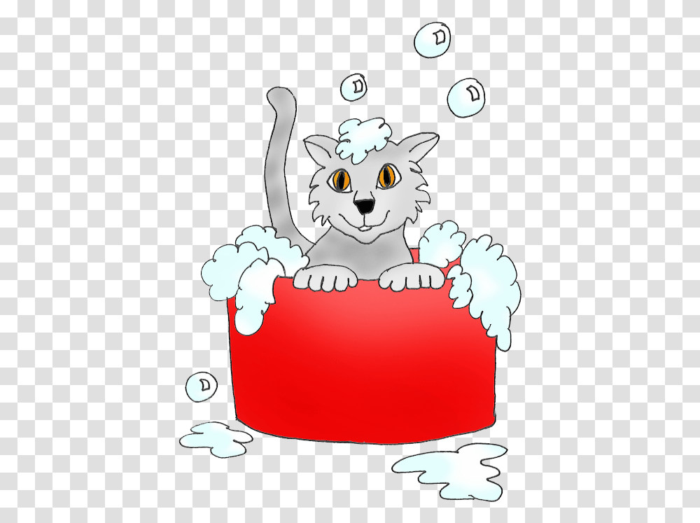 Kitten Bathing In Bathtub With Soap Cat Bath Cartoon, Animal, Gift, Christmas Stocking, Mammal Transparent Png