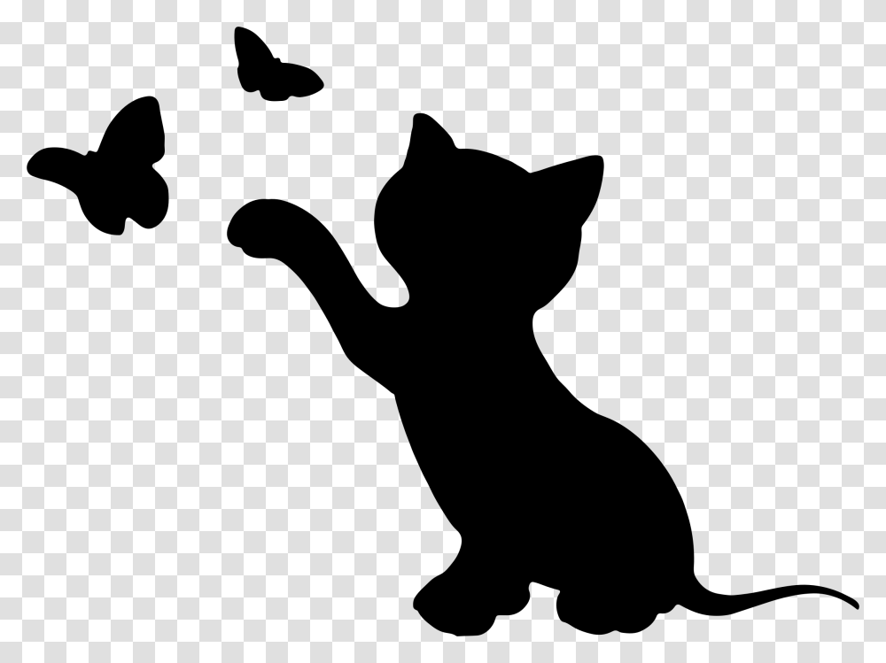 Kitten Cat Silhouette Clip Art Silhouette Kitten Clip Art, Gray Transparent Png