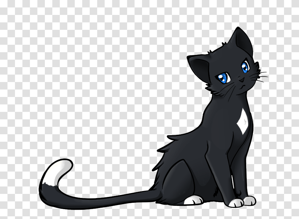 Kitten Clipart Anime Cat Black And White Cat Anime, Black Cat, Pet, Mammal, Animal Transparent Png