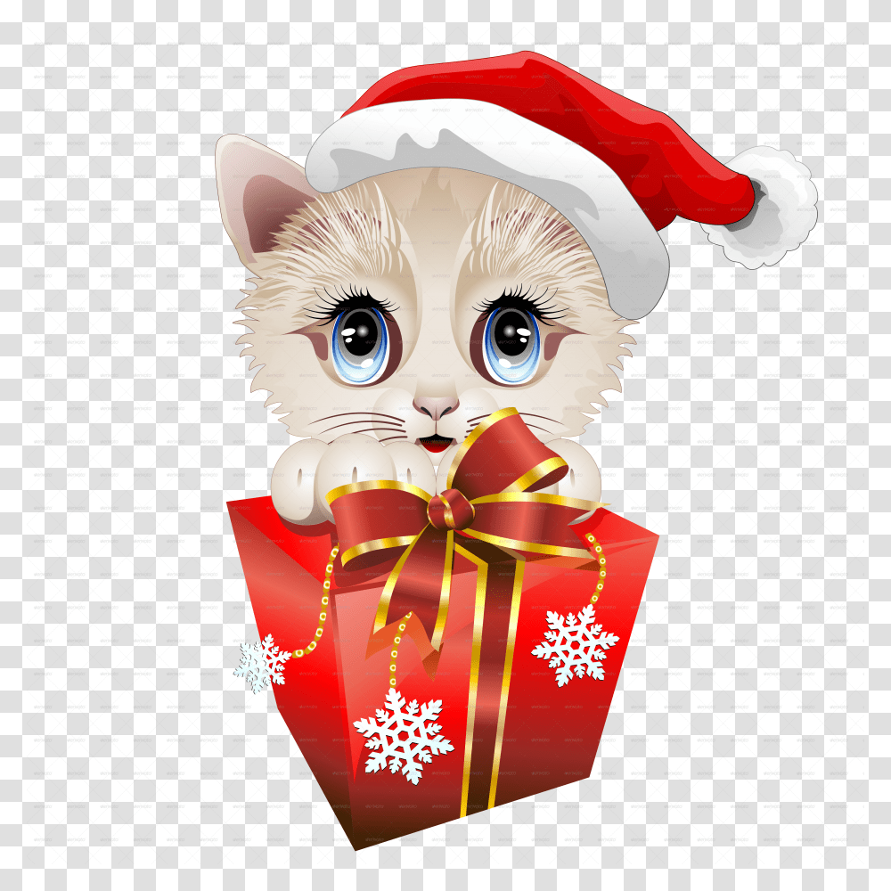 Kitten Clipart Christmas Santa Cute Kitten Iclipart, Gift, Snowman, Winter, Outdoors Transparent Png