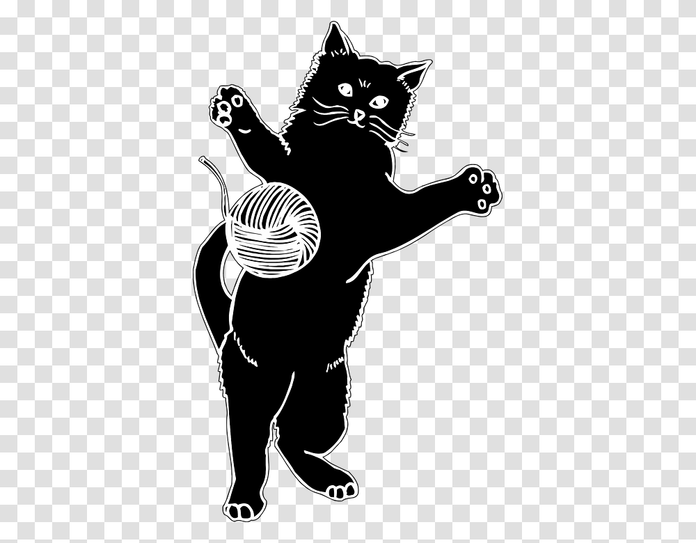 Kitten Playing With Yarn, Stencil, Bird, Animal, Cat Transparent Png