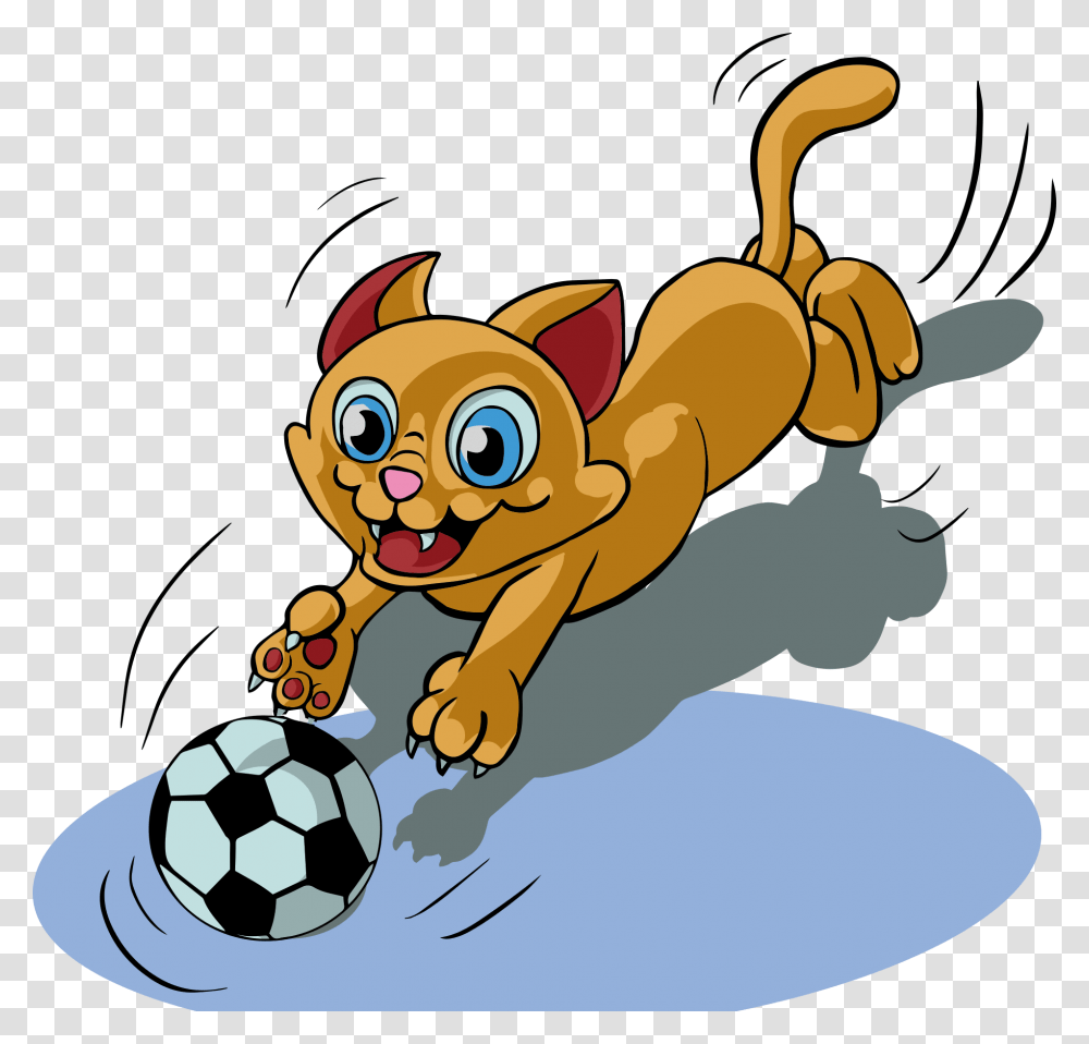 Kittens Clipart Cat Play Cat Play Football Cartoon, Soccer Ball, Team Sport, Sports, Animal Transparent Png