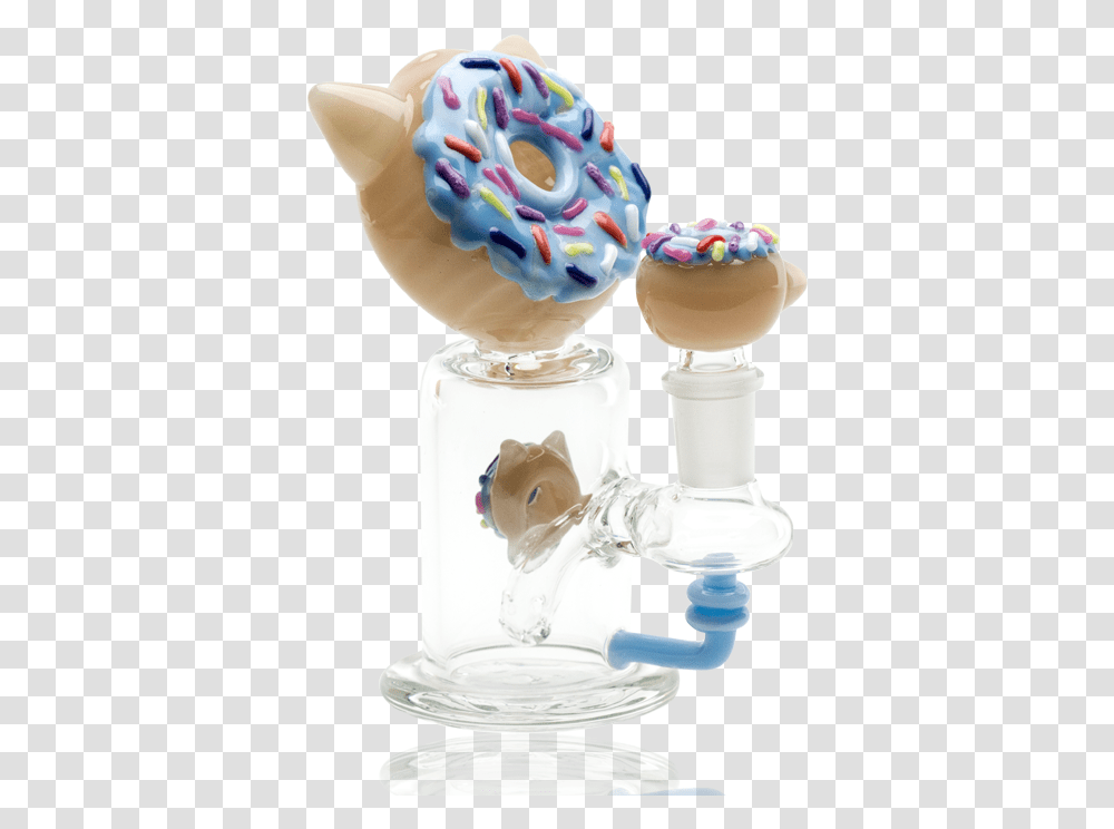 Kitty Cat Blueberry Donut Custom Mini Rig Water Bubbler Donut Kitty Dab Rig, Cream, Dessert, Food, Creme Transparent Png