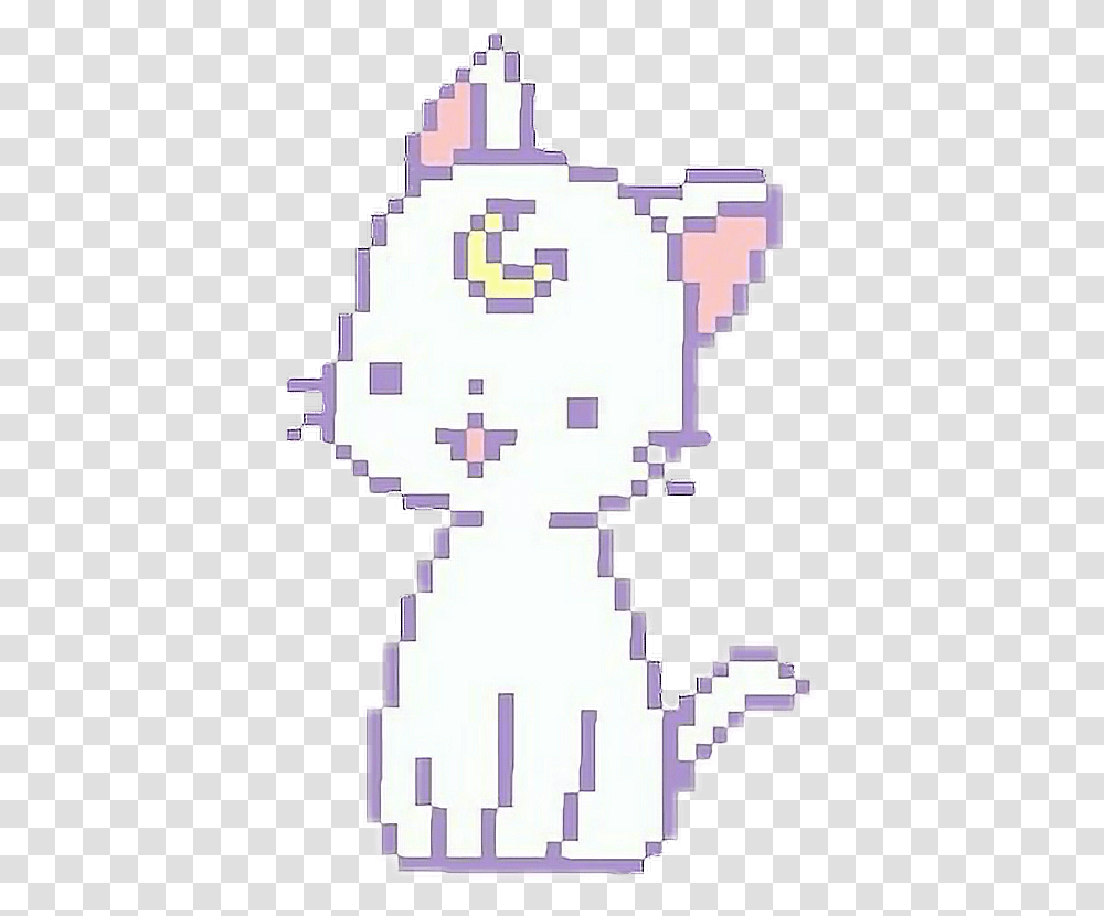 Kitty Kitten Cat Kawaii Cute Otaku Pixel Pixelated Kawaii Pastel Pink Cat, Cross, Statue, Sculpture Transparent Png