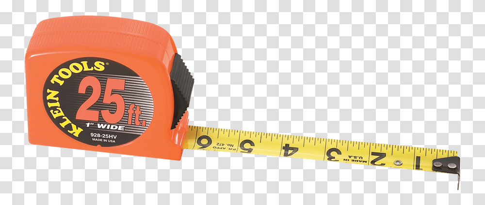 Klein 25 Ft Tape Measure, Plot, Diagram, Tool, Baseball Bat Transparent Png