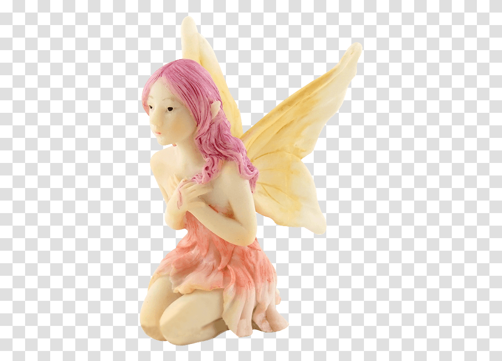 Kneeling Pink Fairy Figurine, Doll, Toy, Hair Transparent Png