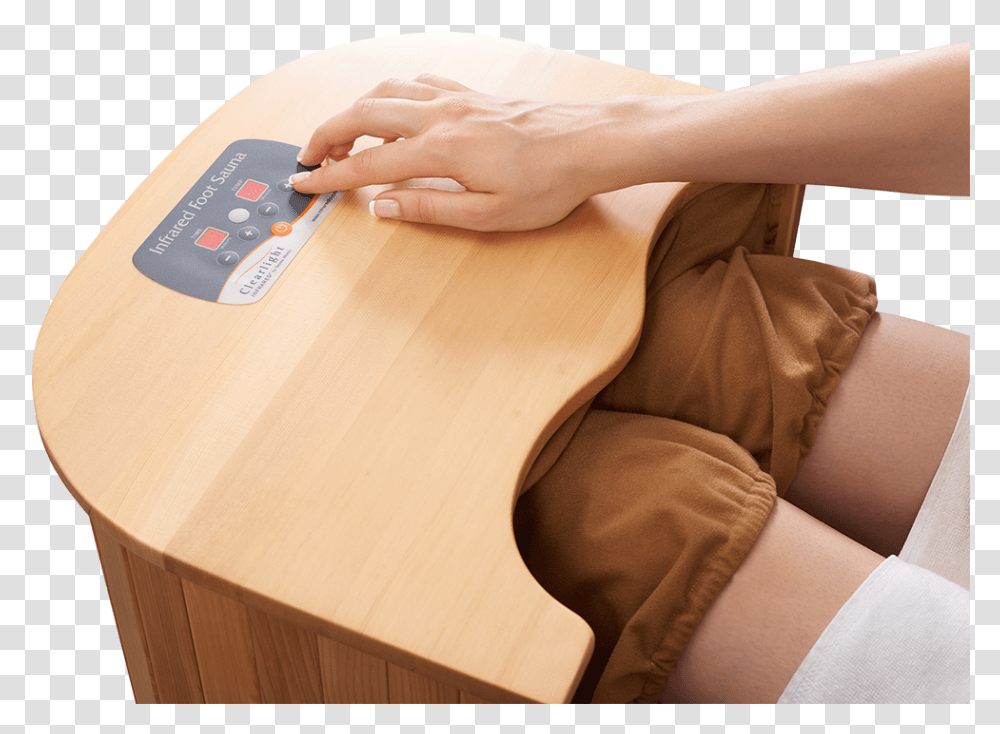 Knees Is Covered By Elastic And Cloth To Receive Infrared, Furniture, Wood, Person, Human Transparent Png