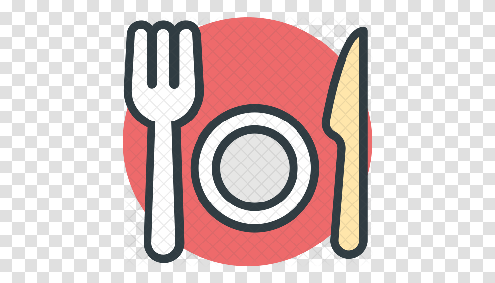 Knife Icon Of Colored Outline Style Circle, Fork, Cutlery, Brick Transparent Png