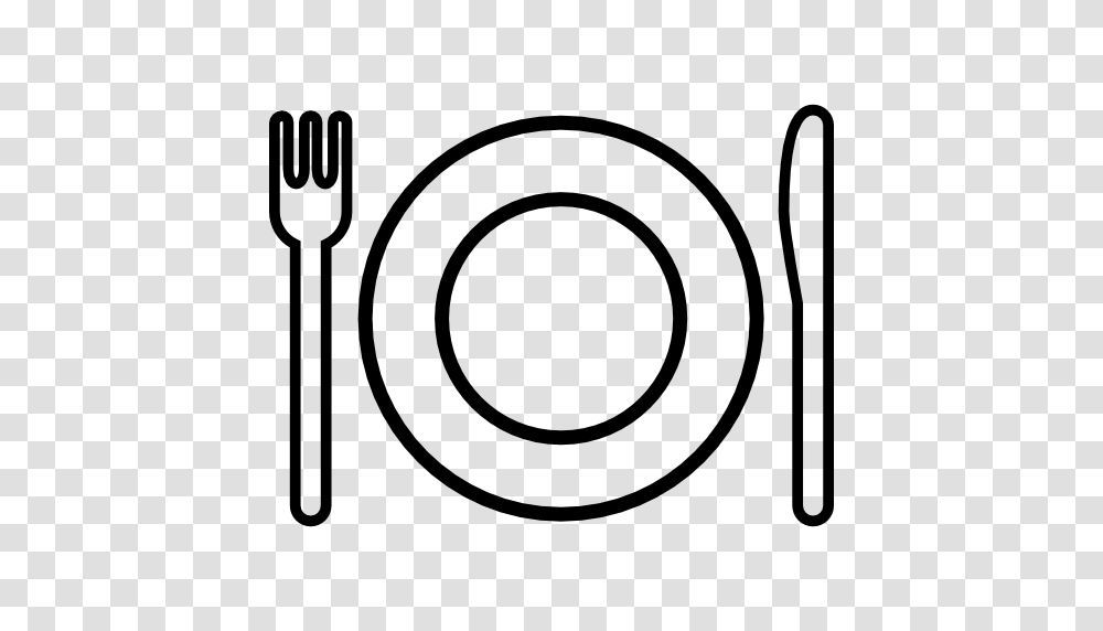 Knife Tools And Utensils Fork Top View Plate Outlined, Cutlery Transparent Png
