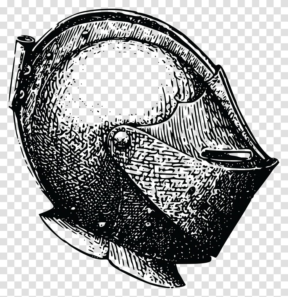 Knight Helmet Clipart Black And White Knight Helmet Drawing, Apparel, Animal, Sea Life Transparent Png