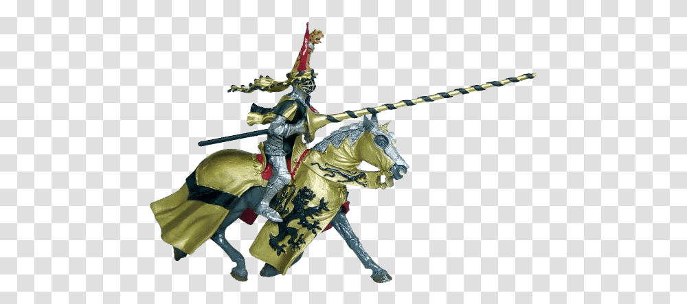 Knight With Leopard Helmet And Gold Lance Medieval Knight With Lance, Duel, Samurai, Weapon, Weaponry Transparent Png