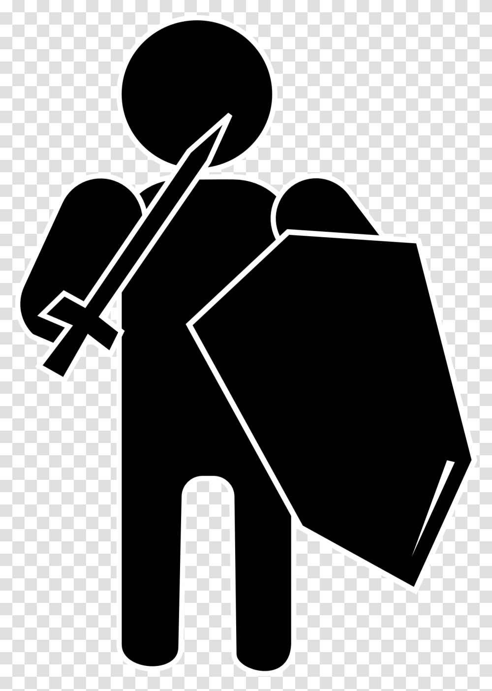 Knight With Sword And Shield Icon Free Person With Shield, Symbol, Stencil Transparent Png