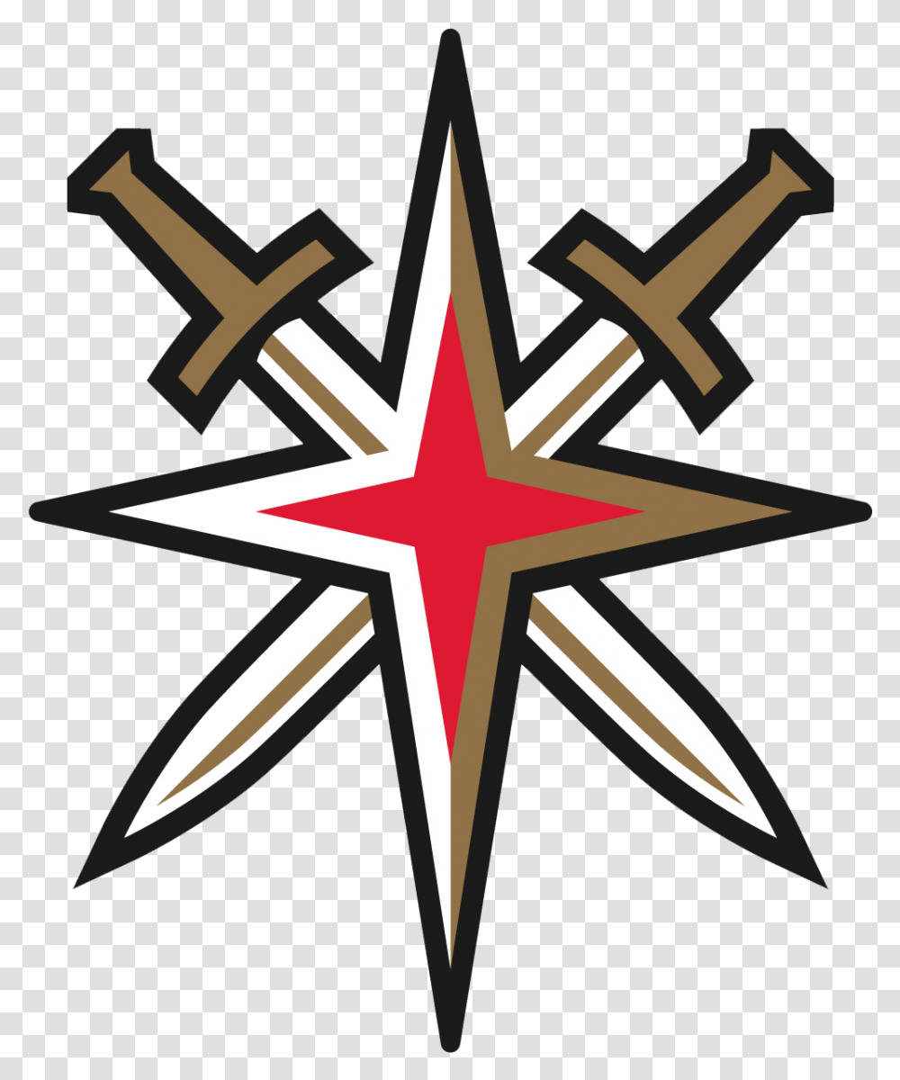 Knights Clipart Logo Vegas Golden Knights Secondary Logo, Cross, Symbol, Star Symbol, Lighting Transparent Png