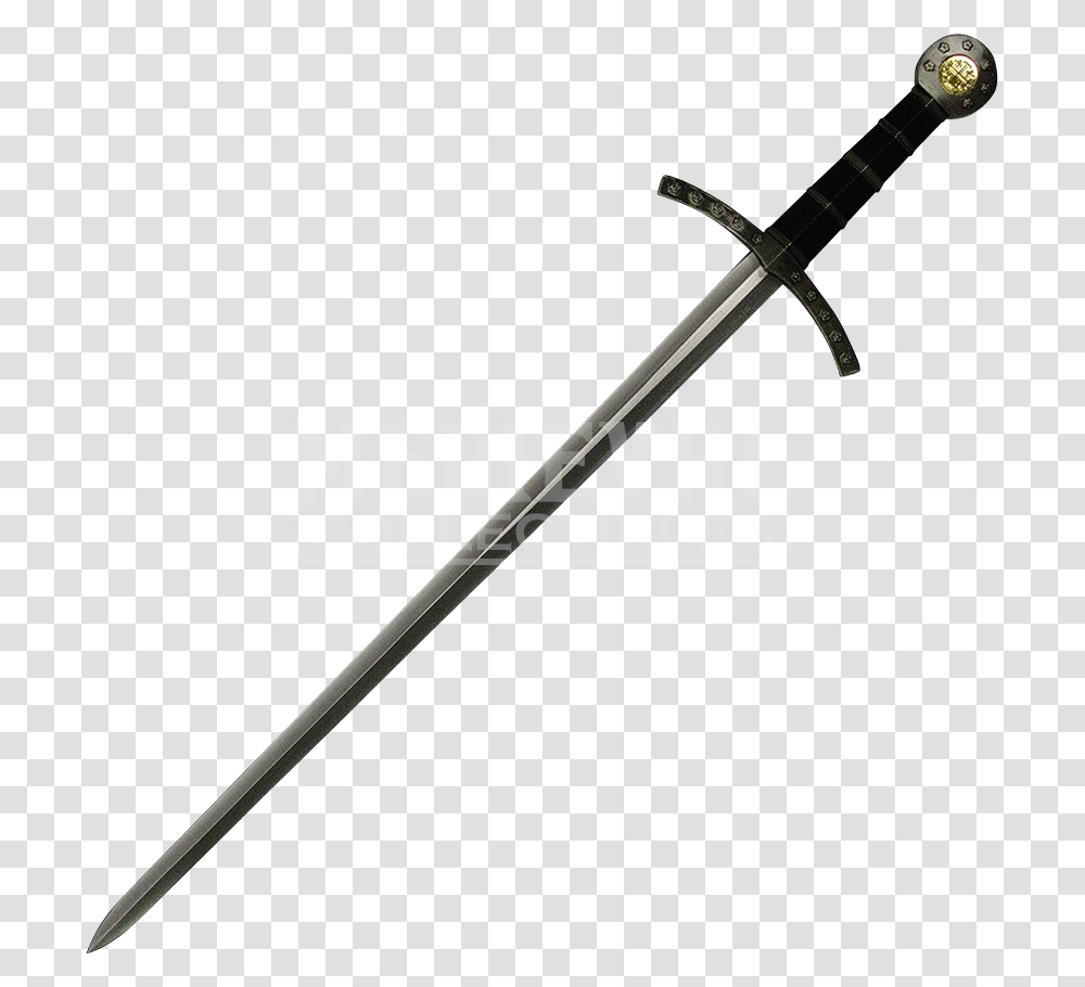 Knights Of Templar Black Hilt Crusader Sword, Weapon, Weaponry, Blade, Cane Transparent Png