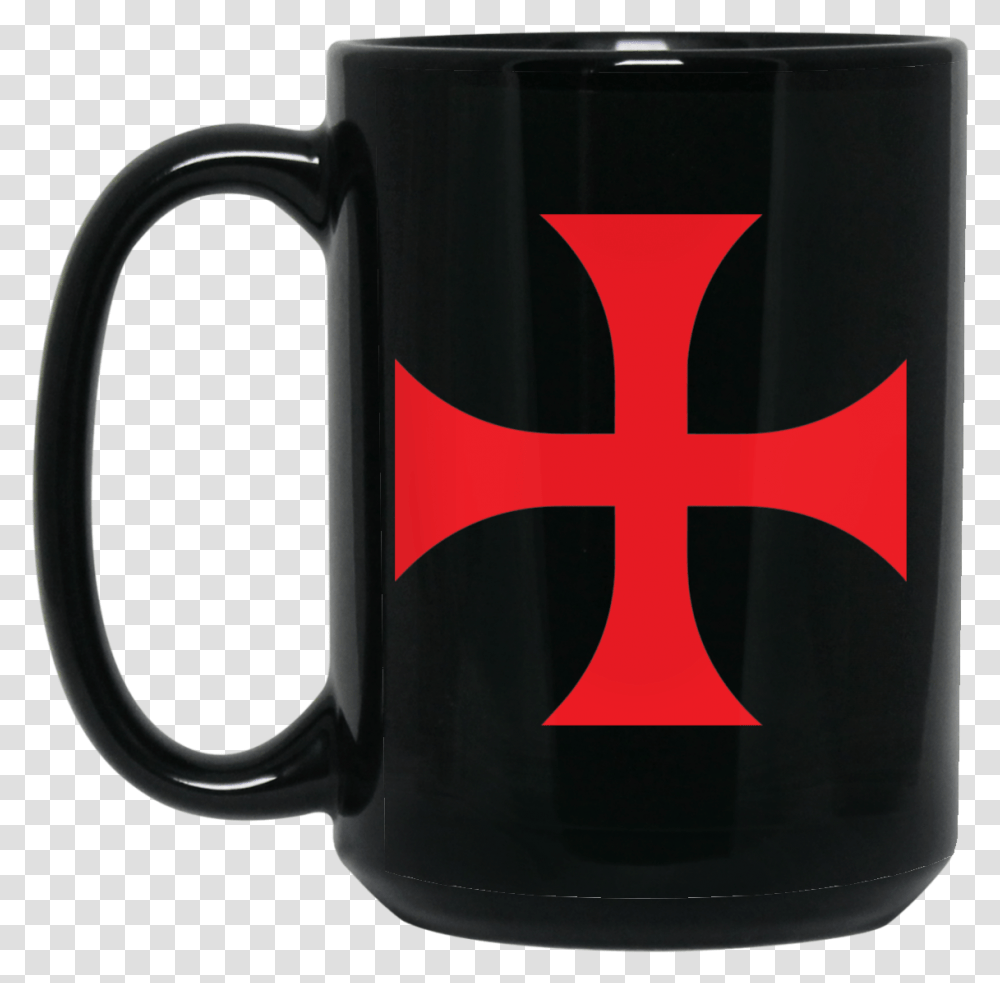 Knights Templar Cross Black Mug 15oz Love You To The Moon And Back Pikachu, Coffee Cup, Stein, Jug Transparent Png