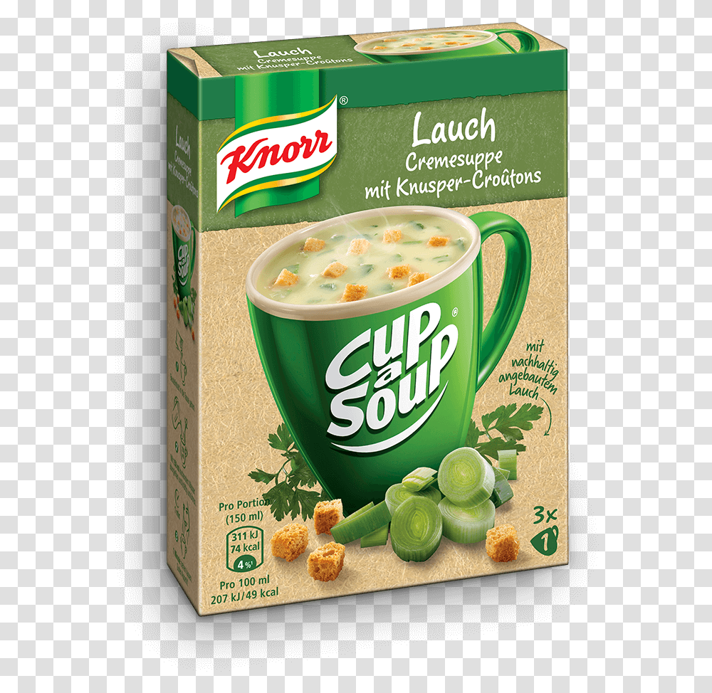 Knorr Cup A Soup Leek Cremesuppe Croutons Knorr, Food, Plant, Bowl, Dairy Transparent Png