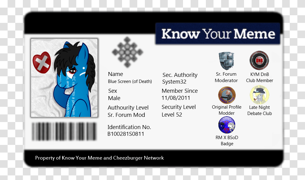 Know Your Meme Dnb Name Blue Screen System32 Sex Male Identification Card Blank Hd, Id Cards, Document, Driving License Transparent Png