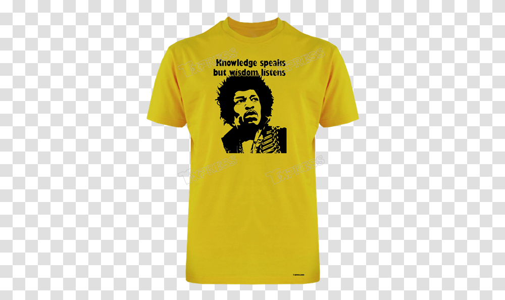 Knowledge Speaks Yellow Print For T Shirt, Apparel, T-Shirt, Word Transparent Png