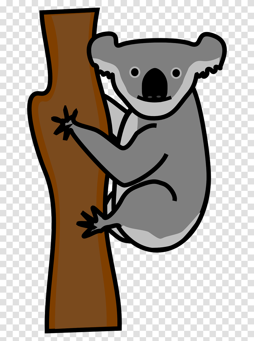 Koala Bear Clipart Tree Clipart Koala Clip Art Black And White, Mammal, Animal, Wildlife, Leisure Activities Transparent Png
