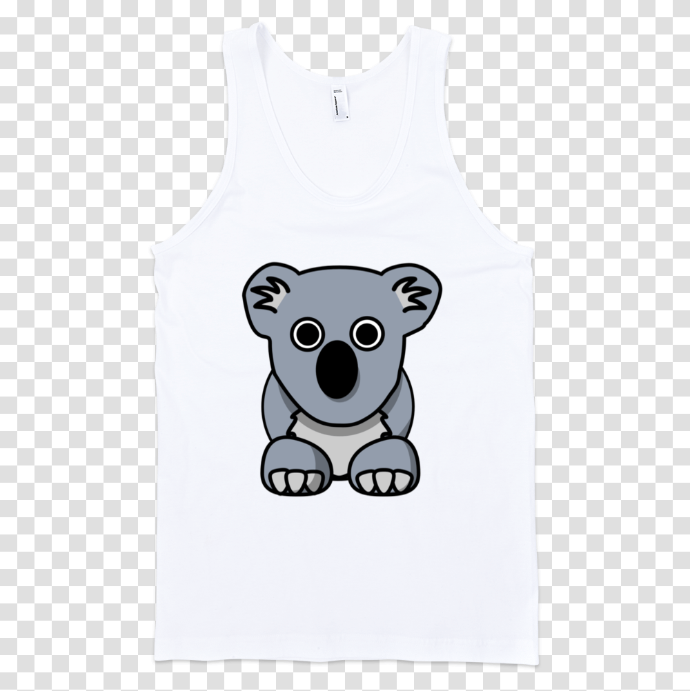 Koala Fine Jersey Tank Top Unisex By Itee White Top Front Background, Apparel, Undershirt, Animal Transparent Png