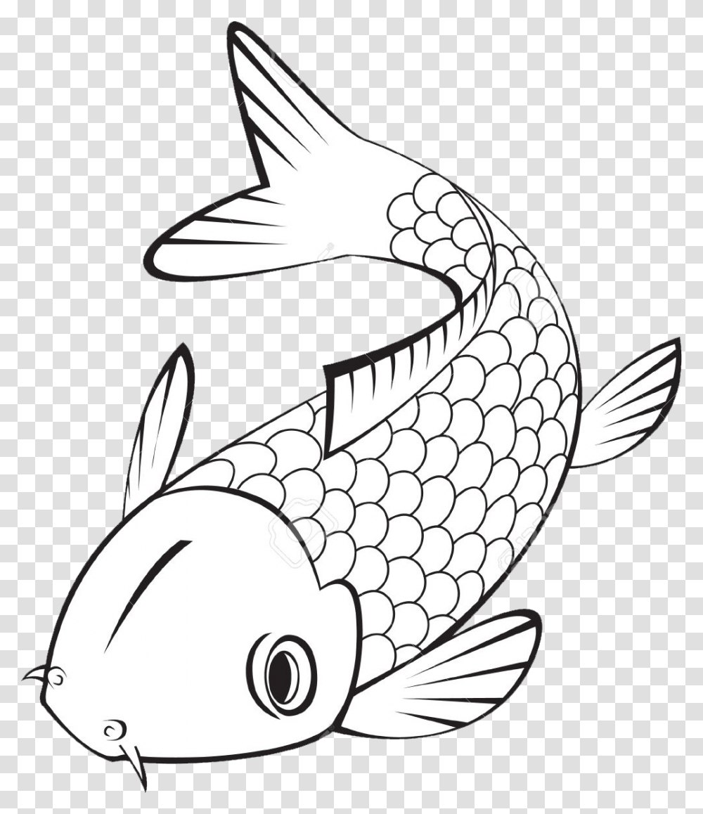 Koi Fish Clipart Black And White Fish Art, Animal, Reptile, Snake, Carp Transparent Png