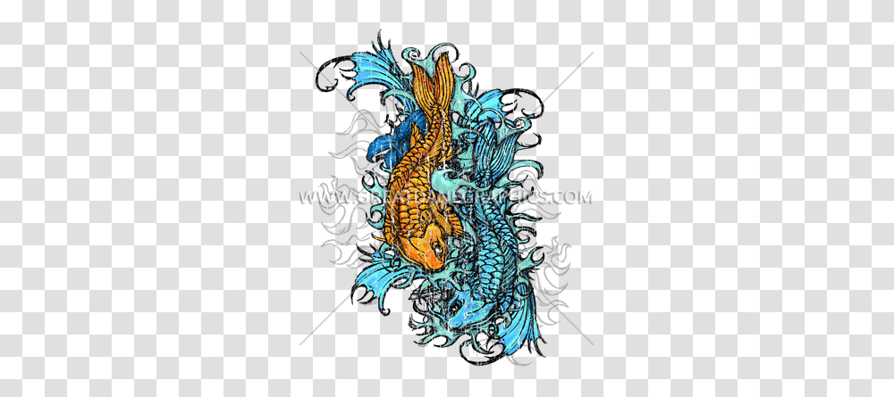 Koi Fish Production Ready Artwork For T Shirt Printing, Dragon, Water, Pattern Transparent Png