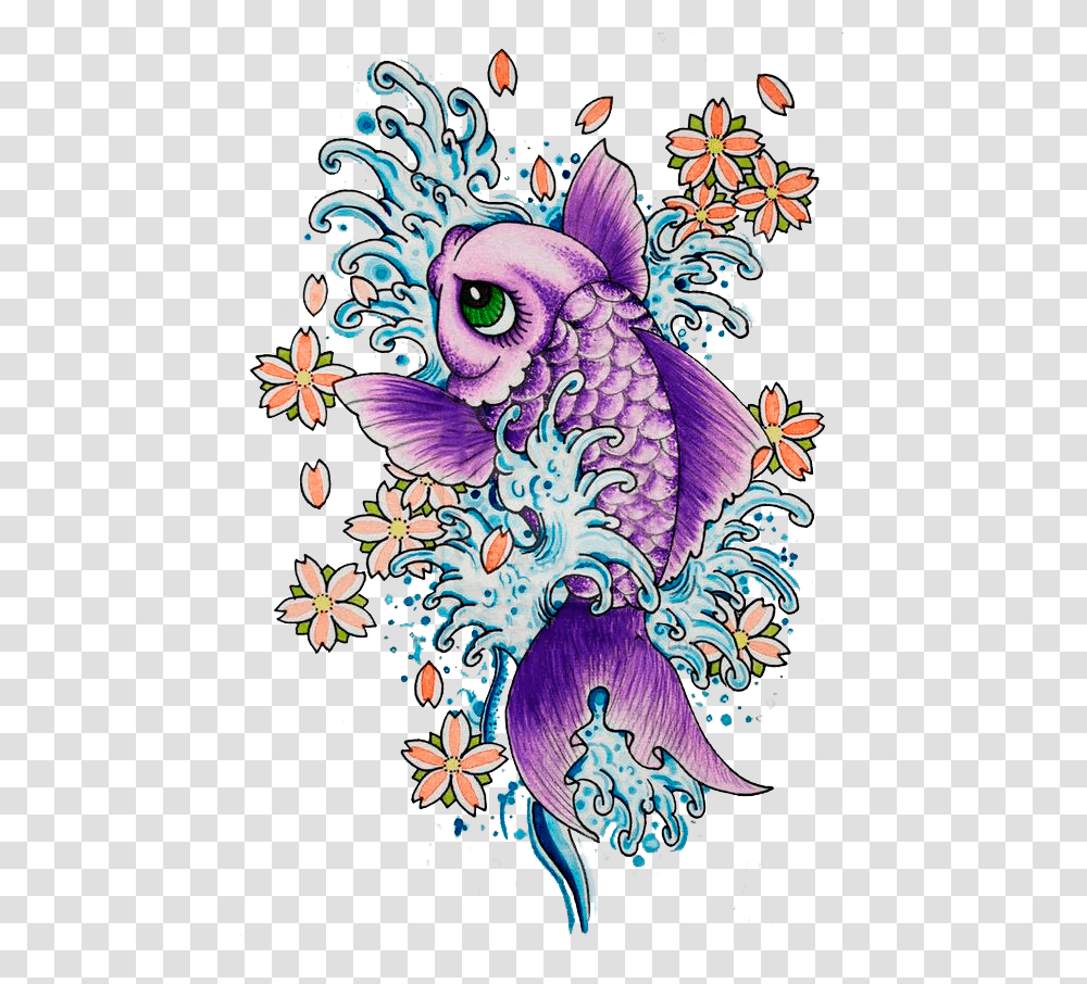 Koi Fish Tattoo, Floral Design, Pattern Transparent Png