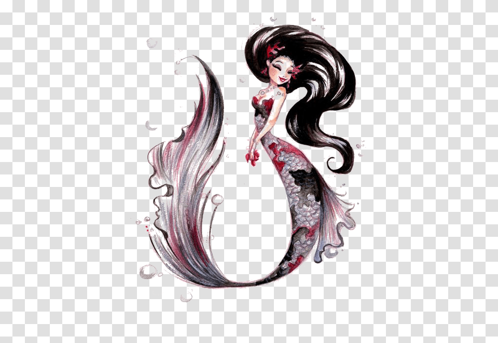 Koi Tattoo Mermaid Sleeve Fantasy Download Hq Clipart, Floral Design, Pattern, Person Transparent Png
