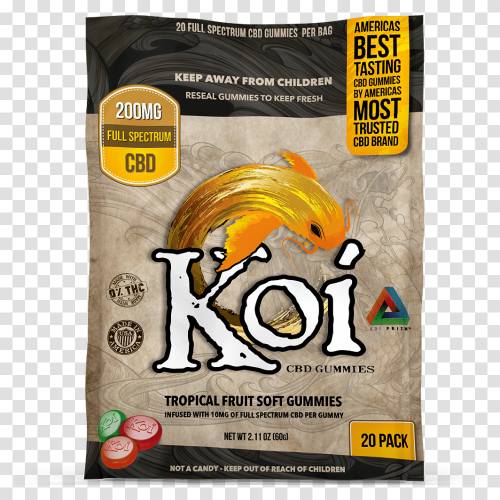 Koi Tropical Fruit Soft Cbd Gummies, Poster, Advertisement, Flyer, Paper Transparent Png