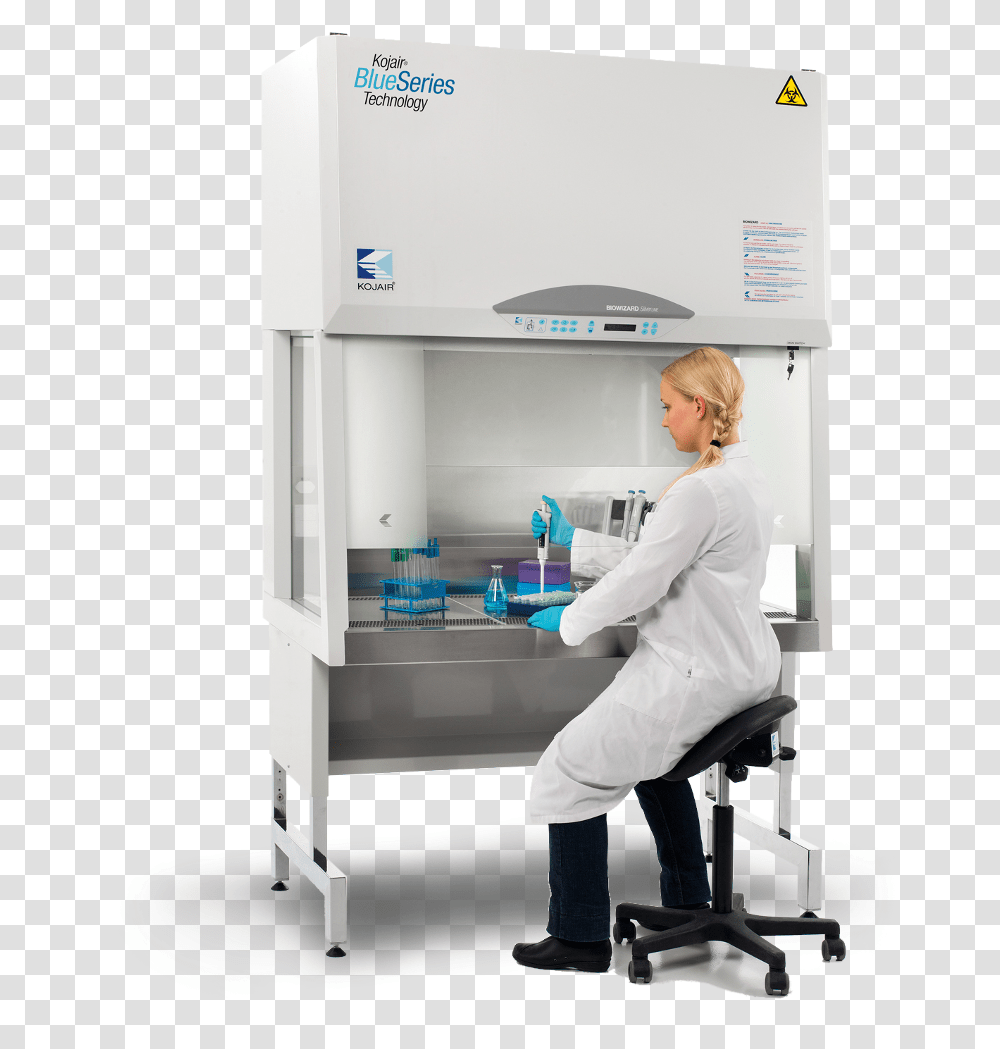 Kojair Biozard Silver Line Biosafety Cabinet Micobiological Computed Tomography, Person, Furniture, Lab Coat Transparent Png