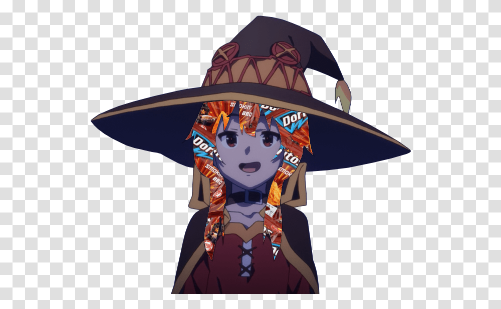Konosuba Megumin Anime Sticker By Babygiorno Anime Witch Girl Cute, Clothing, Apparel, Hat, Sun Hat Transparent Png
