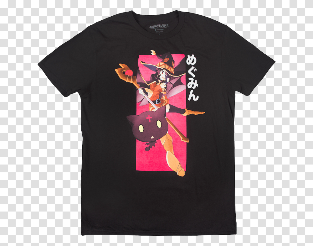 Konosuba Megumin Black Tee Cartoon, Apparel, T-Shirt, Sleeve Transparent Png