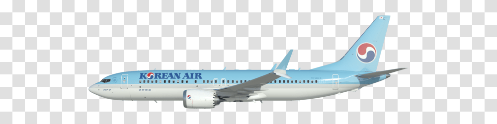 Korean Air Boeing 737 Max, Airplane, Aircraft, Vehicle, Transportation Transparent Png