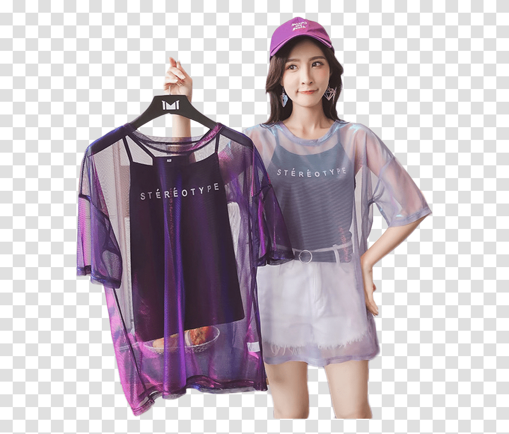 Korean Fashion Oversized Shirt, Person, Female, Woman Transparent Png