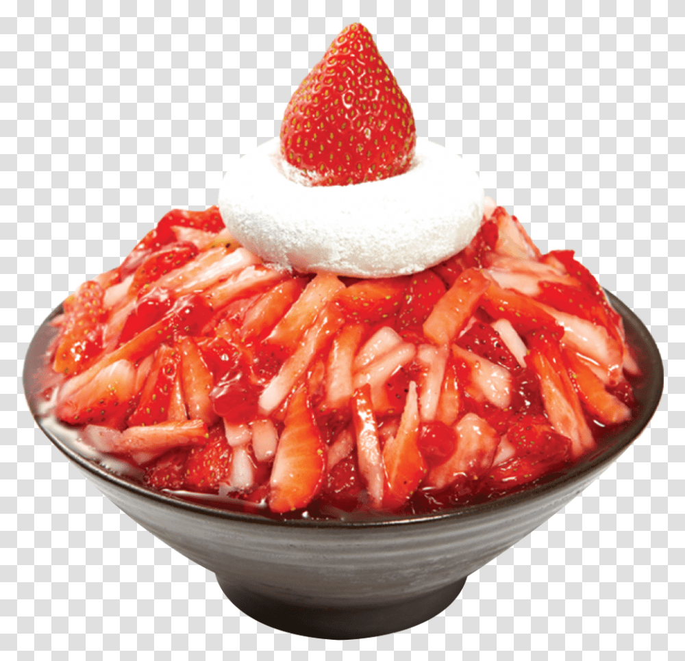 Korean Shaved Ice, Strawberry, Fruit, Plant, Food Transparent Png